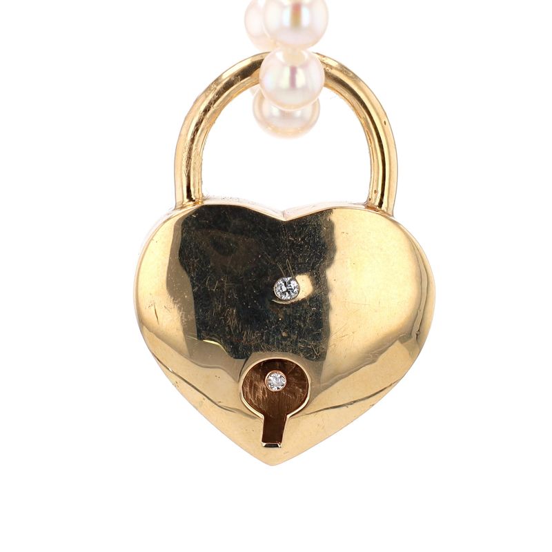 Large Heart Lock Pendant 10kt YG 29.4gr 0.10cttw PN0001049