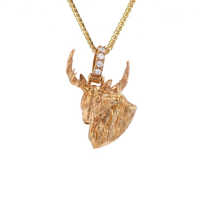 Small Moose Pendant 10kt YG 2.0gr 0.032cttw VS-GH PN0001027