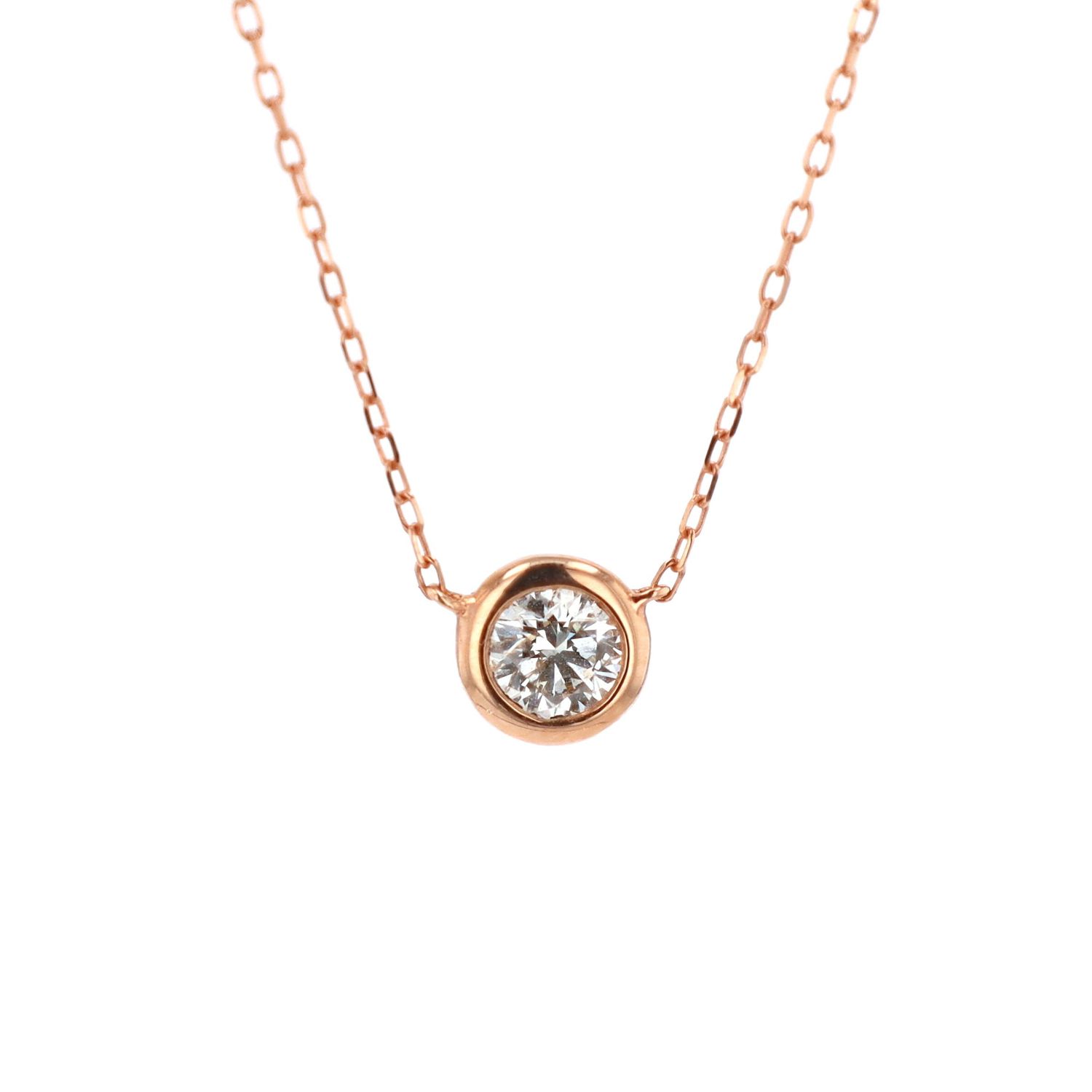 Single Diamond Necklace 14kt RG 1.5gr 0.26cttw SI/GHI PN000845