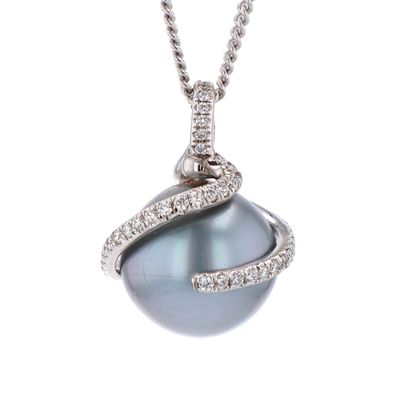 South Sea Pearl and Diamond Pendant 18k WG 15.2mm 0.56cttw SI/I GHI CHZ00815