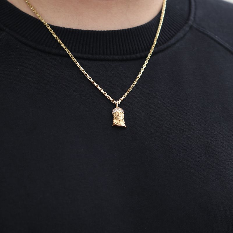 CDB Bijoux Jesus Pendant Head 18kt YG 4.1gr 0.25cttw VS GH+ PN0001047