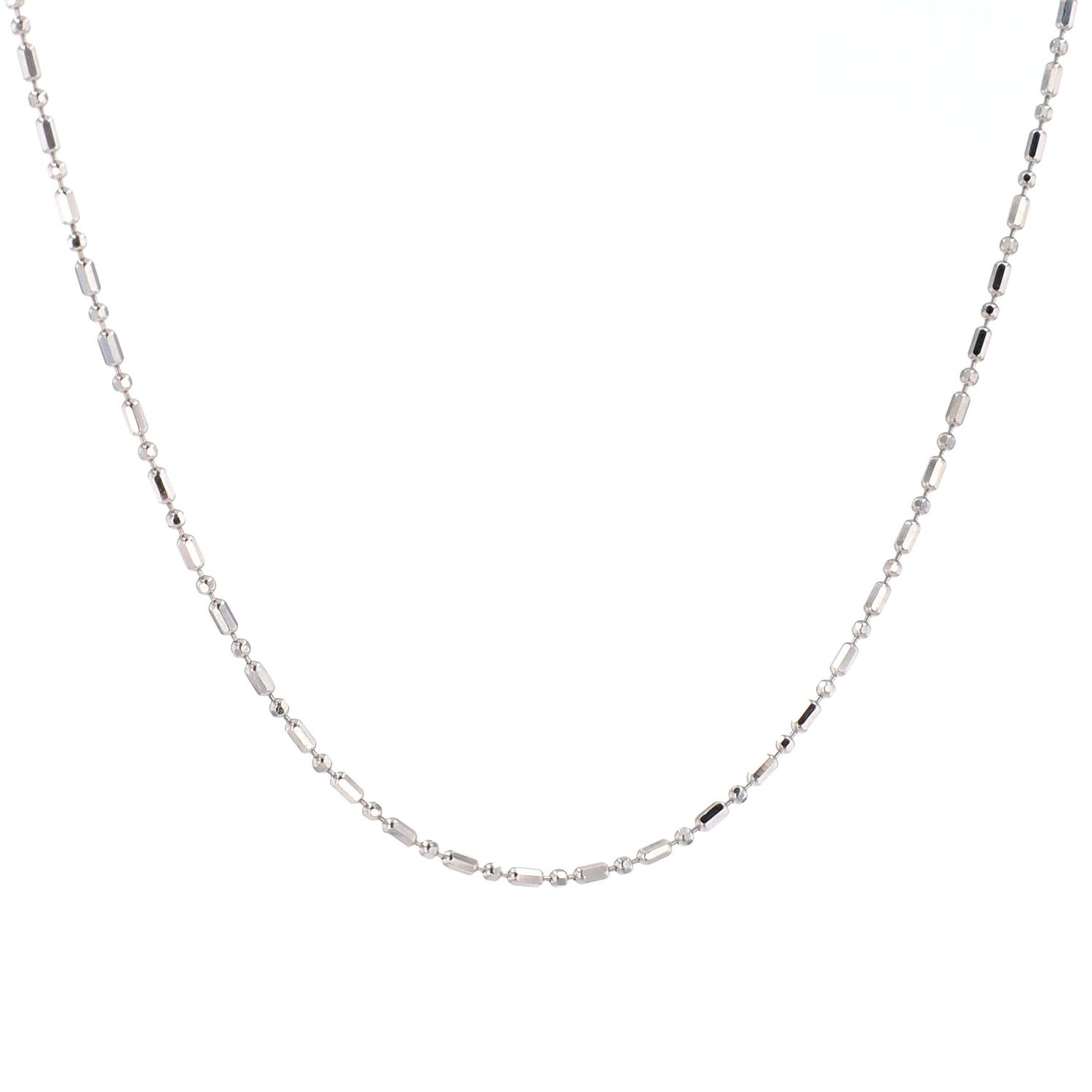 Micro Fancy Bead Chain 14kt WG 2.0gr 20&quot; CH0001240