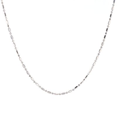 Micro Fancy Bead Chain 14kt WG 2.0gr 20&quot; CH0001240