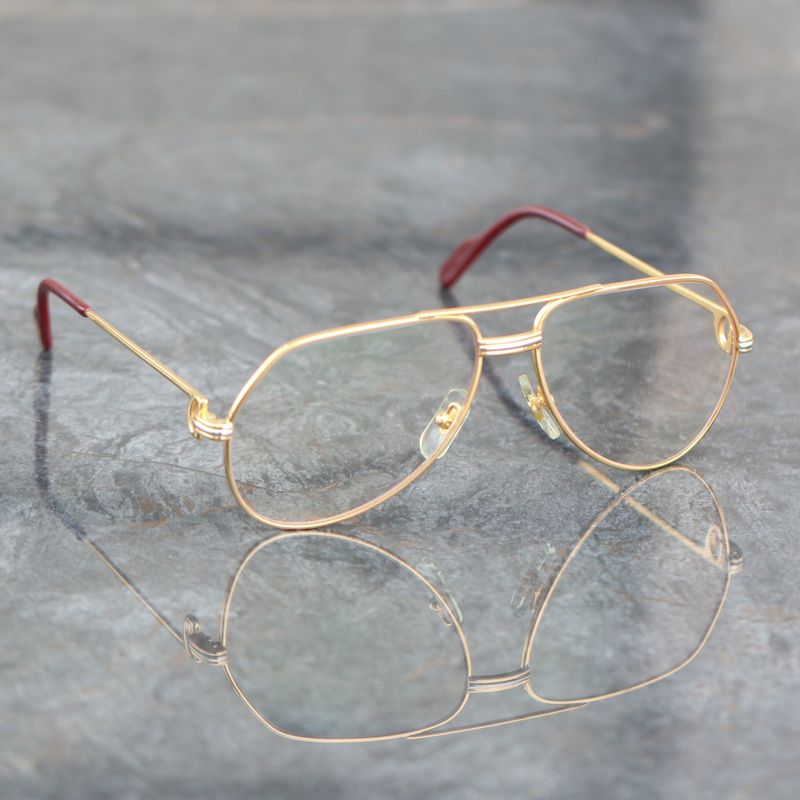Vintage Cartier Glasses Trinity Gold Frame Clear Lenses GL00118