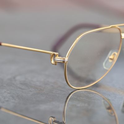 Vintage Cartier Glasses Trinity Gold Frame Clear Lenses GL00118