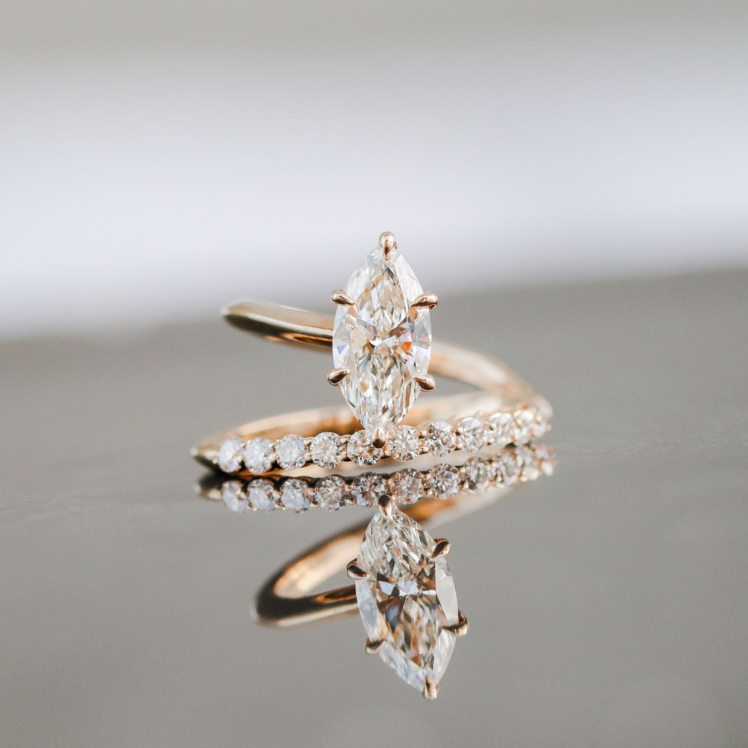 Ladies Marquise Engagement Ring 14kt YG LAB 1.50cttw VS2 Size 6 RN00179C
