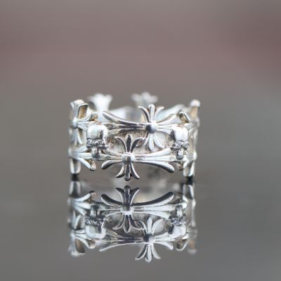 Chrome Hearts Style Skull Ring with Diamond Eyes Sterling Silver 8.62gr Size 7.5 RN00162