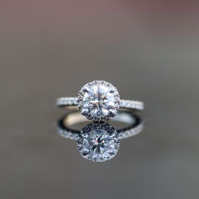 GIA Ladies Halo Round Engagement 18kt WG 3.10gr 1.01ct SI2 G 0.30cttw VS-SI GH  RN000432