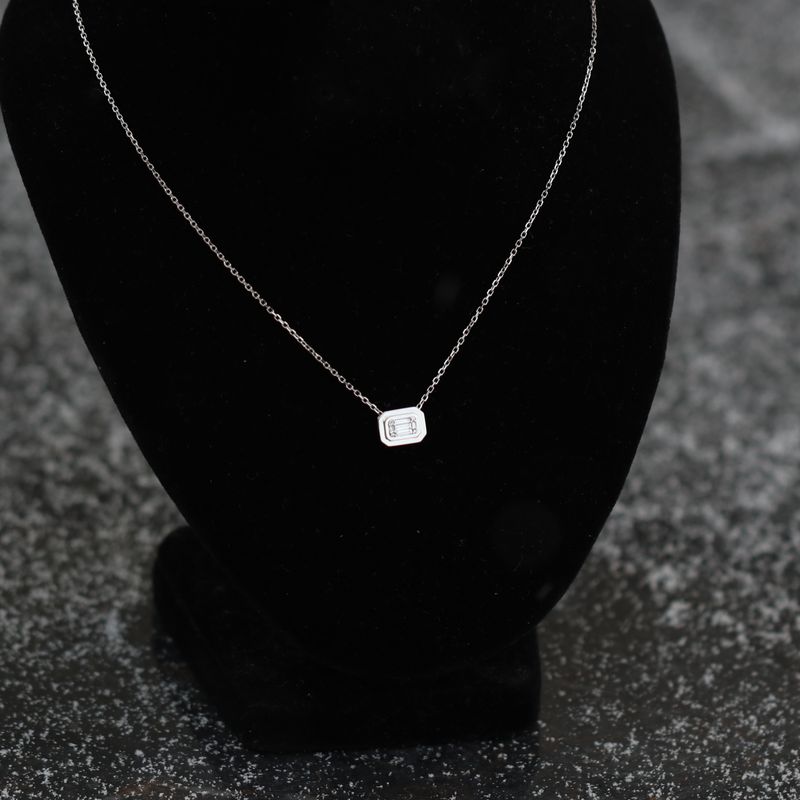 Baguette Cluster Necklace 14kt WG 2.62gr 0.12cttw SI-GHI PN0001046