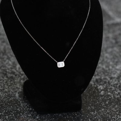 Baguette Cluster Necklace 14kt WG 2.62gr 0.12cttw SI-GHI PN0001046