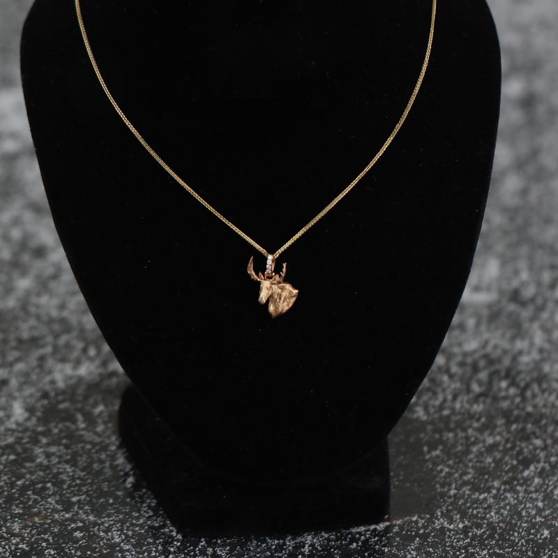Small Moose Pendant 10kt YG 2.0gr 0.032cttw VS-GH PN0001027