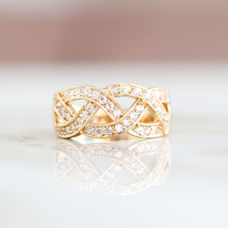 Plated Yellow Bridal Ring Alloy CZ SFR0012