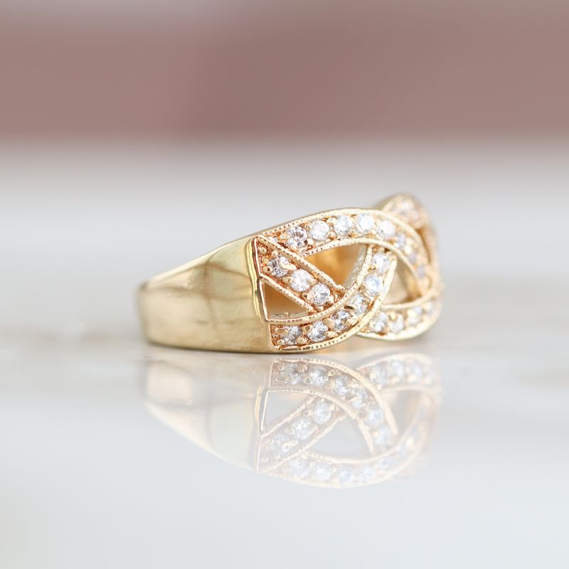Plated Yellow Bridal Ring Alloy CZ SFR0012