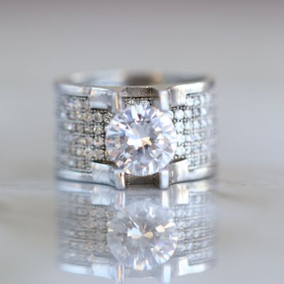 Pave Set Wide Bridal Ring Sterling Silver CZ SFR009