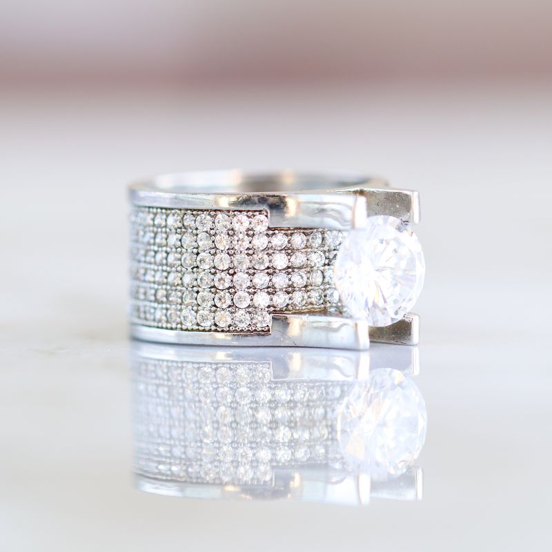 Pave Set Wide Bridal Ring Sterling Silver CZ SFR009