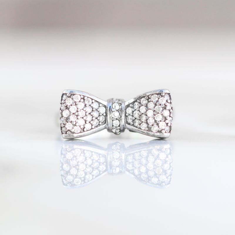 Pave Bow Tie Ring Sterling Silver CZ SFR007
