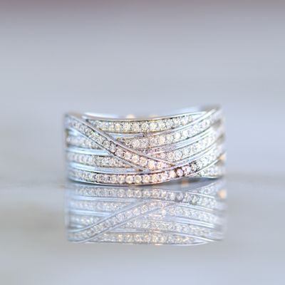 Criss Cross Ring Sterling Silver CZ SFR0010