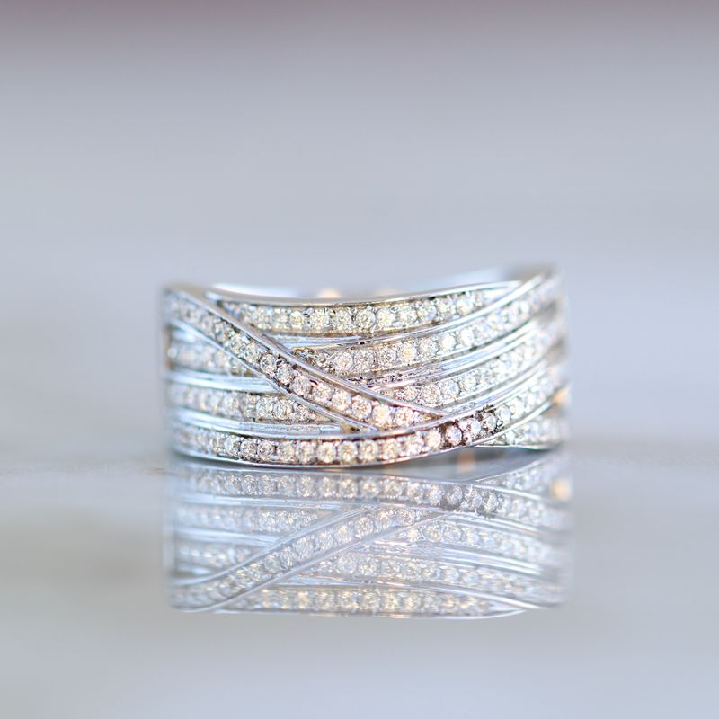 Criss Cross Ring Sterling Silver CZ SFR0010