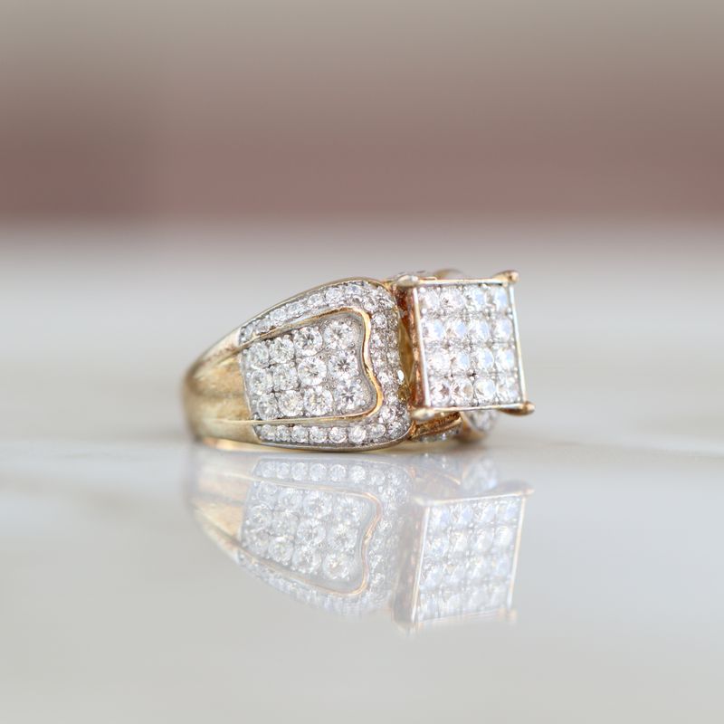 Square Set Pave Style Ring Sterling Silver CZ SFR008