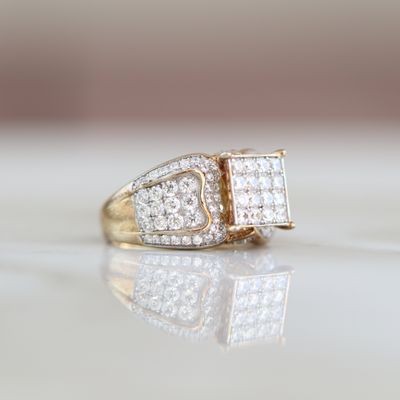 Square Set Pave Style Ring Sterling Silver CZ SFR008