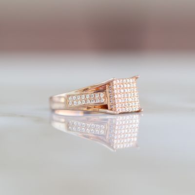 Square Top Rose Engagement Ring Alloy CZ SFR0015