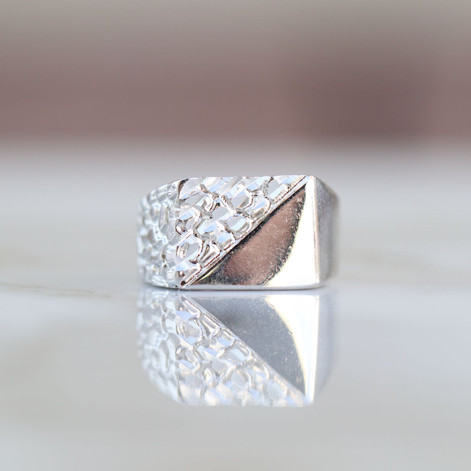 Mens Nugget Ring Alloy CZ SFR0022
