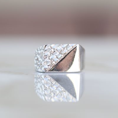 Mens Nugget Ring Alloy CZ SFR0022