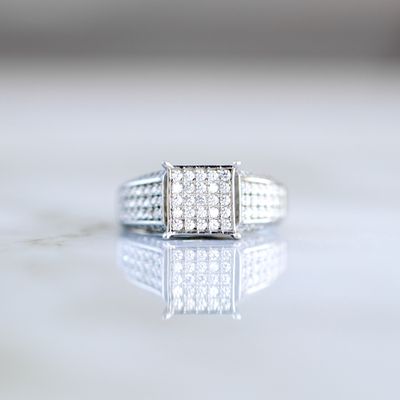 Square Top Engagement Ring Sterling Silver CZ SFR0014