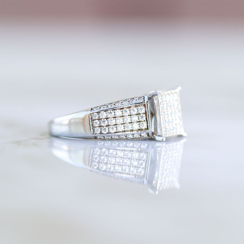 Square Top Engagement Ring Sterling Silver CZ SFR0014