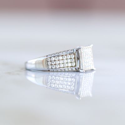 Square Top Engagement Ring Sterling Silver CZ SFR0014