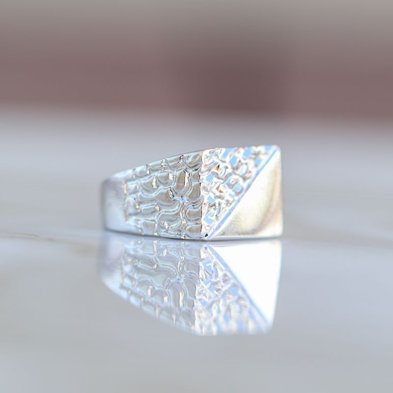 Mens Nugget Ring Alloy CZ SFR0022
