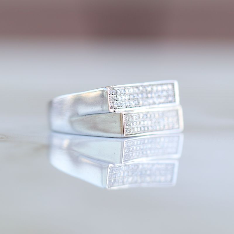 2 Row Pave Set Ring Sterling Silver CZ SFR0021