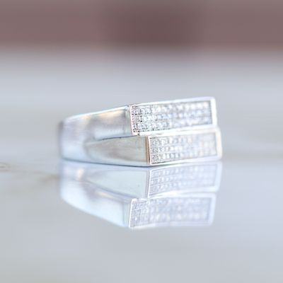 2 Row Pave Set Ring Sterling Silver CZ SFR0021