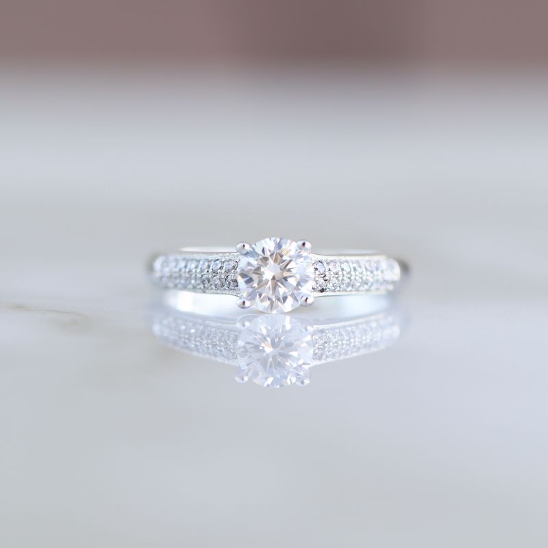 4 Prong Engagement Ring Sterling Silver CZ SFR0018