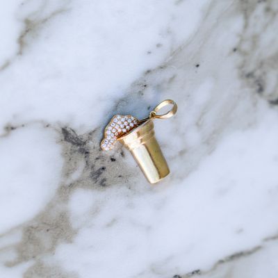 Plated Iced Lean Cup Pendant Alloy CZ SFP0021