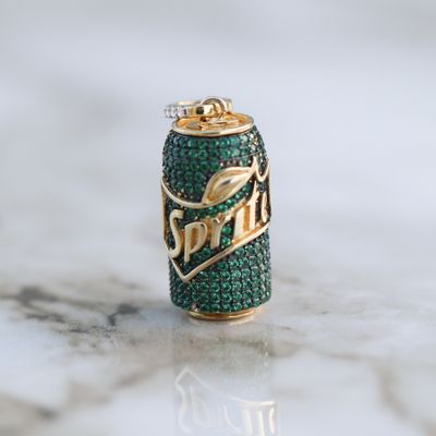 Sprite Can Pendant Sterling Silver CZ SFP0013