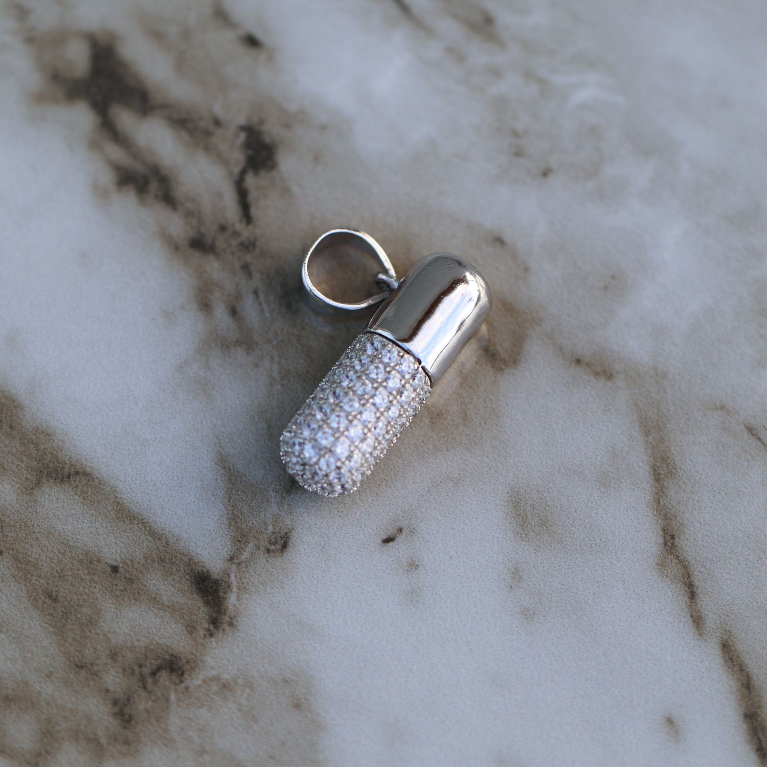 Pill Pendant Sterling Silver CZ SFP008