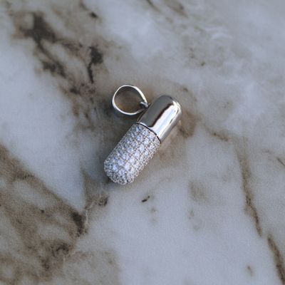 Pill Pendant Sterling Silver CZ SFP008