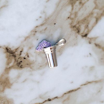Silver Lean Cup Pendant Alloy CZ SFP0014