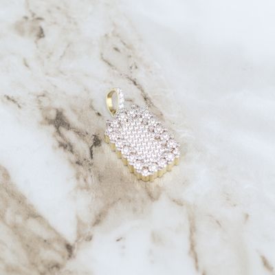 Iced Out Dog Tag Pendant Sterling Silver CZ SFP0034