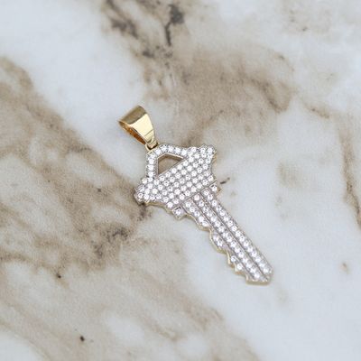 Key Pendant Sterling Silver CZ SFP0027