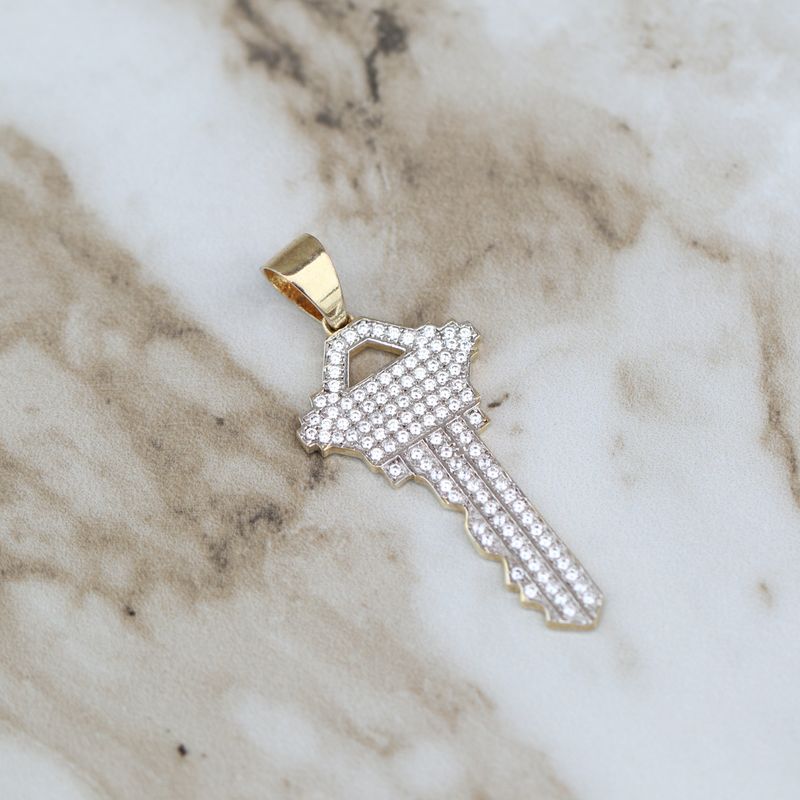 Key Pendant Sterling Silver CZ SFP0027