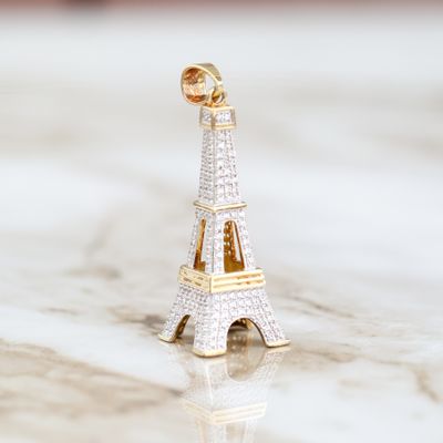 Eiffel Tower Pendant Sterling Silver CZ SFP0030