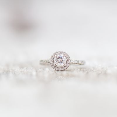 Halo Engagement Ring Sterling Silver CZ SFR0024