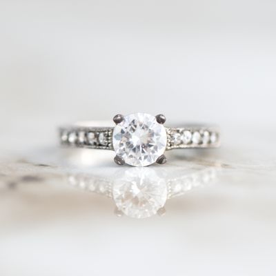 4 Prong Fancy Engagement Ring Sterling Silver CZ SFR0039