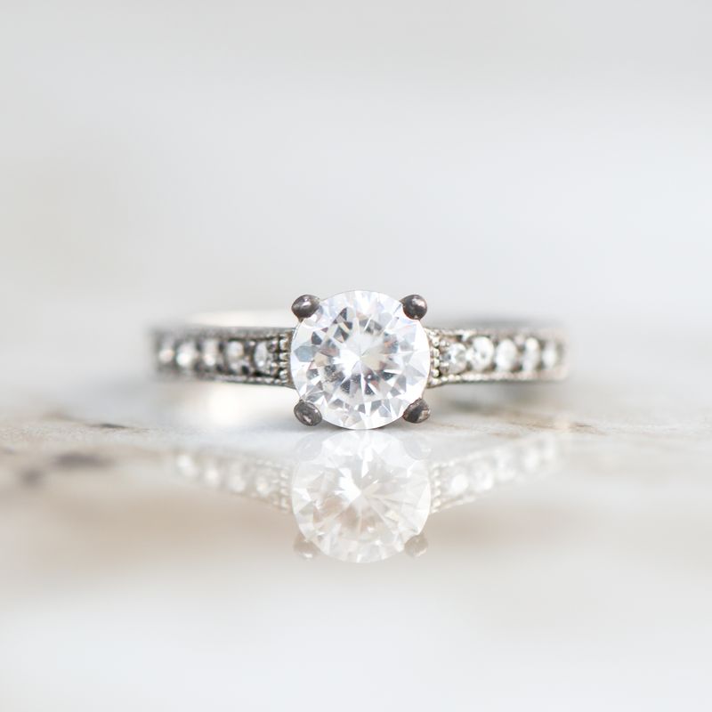 4 Prong Fancy Engagement Ring Sterling Silver CZ SFR0039