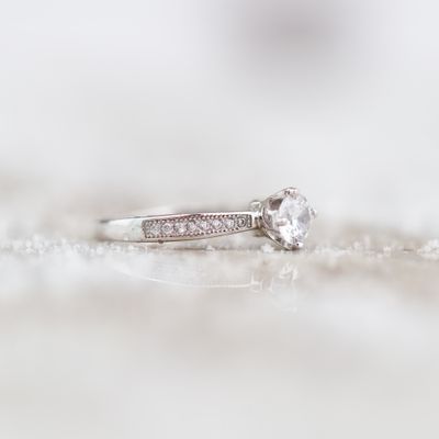 4 Prong Tapered Engagement Ring Sterling Silver CZ SFR0026