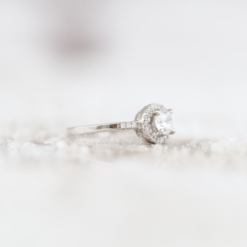 Halo Engagement Ring Sterling Silver CZ SFR0024
