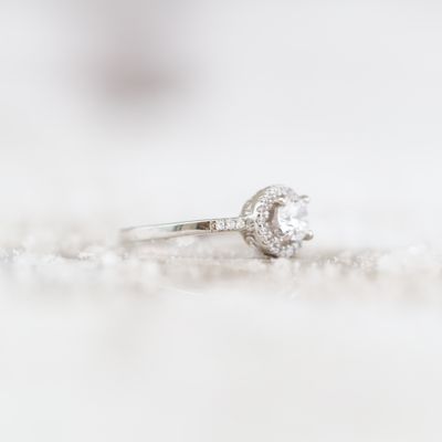 Halo Engagement Ring Sterling Silver CZ SFR0024