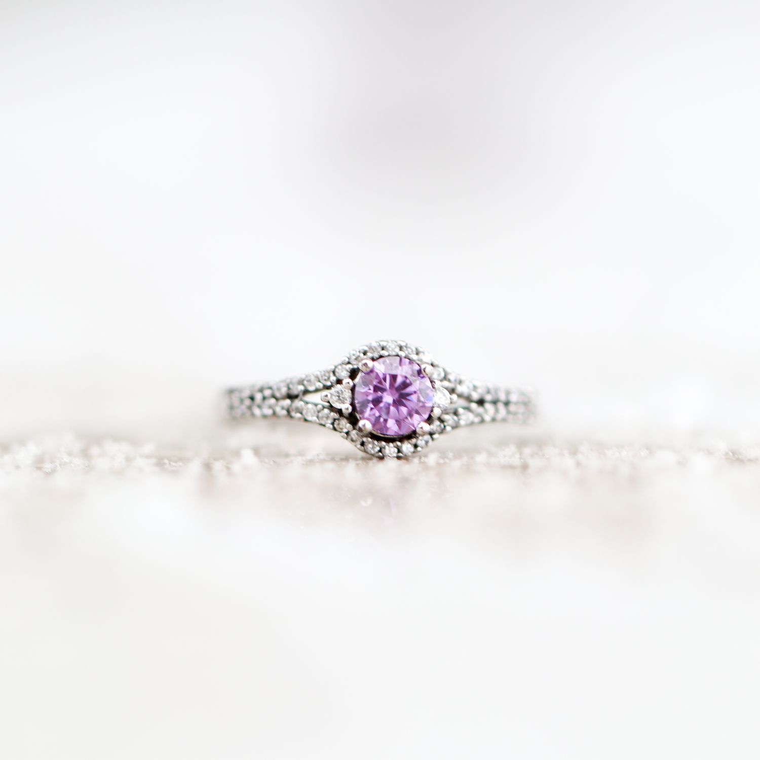 Purple Engagement Ring Sterling Silver CZ SFR0032